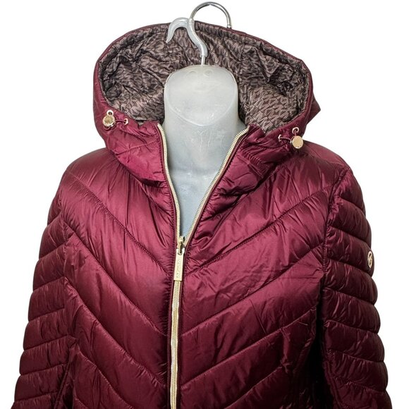 MICHAEL Michael Kors Reversible Packable Hooded Chevron Jacket size S New - Picture 4 of 12